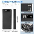 5V Dual USB 8X18650 Power Bank Case with Digital Display Screen Mobile Phone Charger 18650 Battery Holder-Black. 