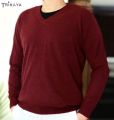 Trikaya Men'S V Neck Sweater - Maroon. 