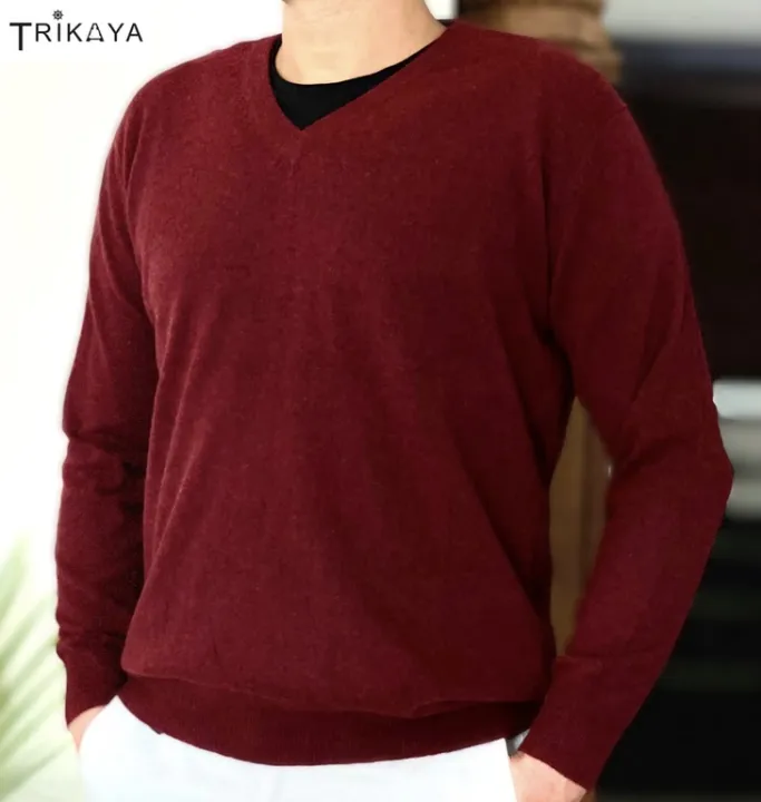Trikaya%20Men'S%20V%20Neck%20Sweater%20-%20Maroon%20-%20Image%202
