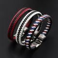 【Exclusive Offer】New Style Bracelet Men's Summer 2021 Charm Woven Leather Bracelet Multi-color Pattern Alloy Hidden Buckle Bracelet for Women. 