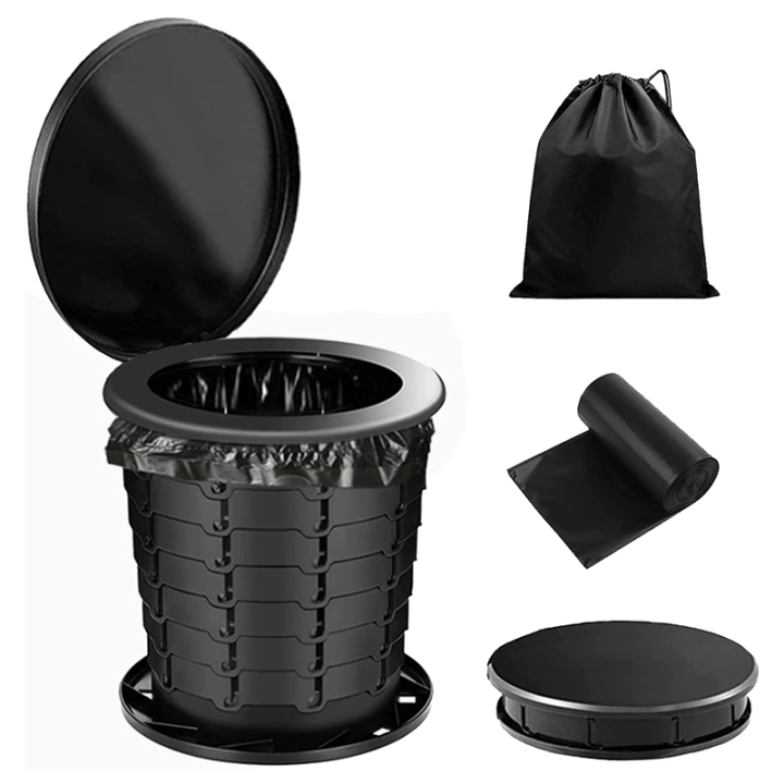1Set Portable Toilet for Adults Kids Outdoor Camping Potty and Emergency Mini Toilet Foldable Travel Car Toilet Plastic