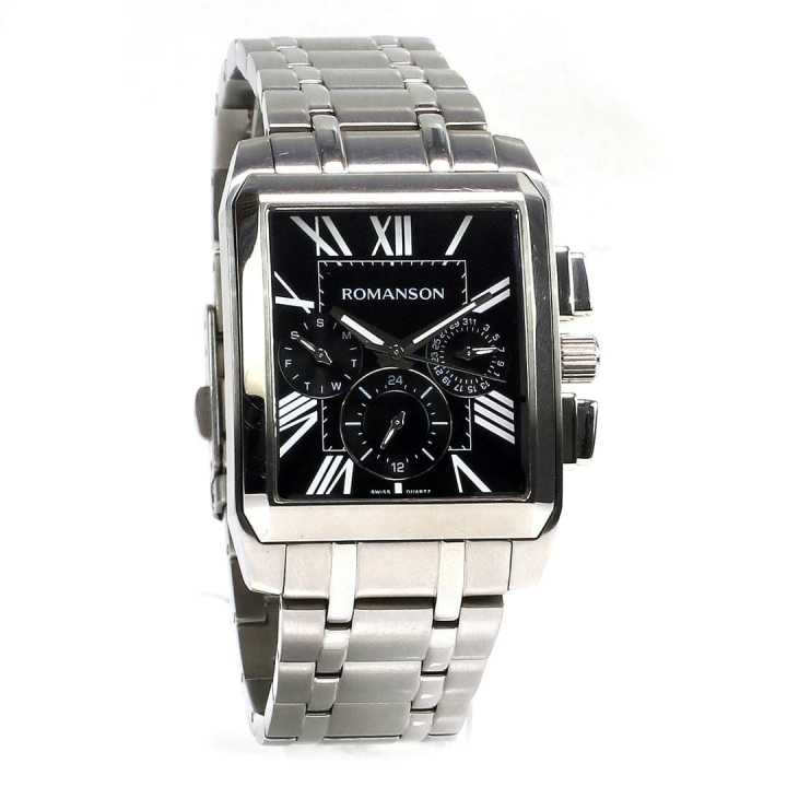 Romanson Tm3250Fm Sports Multi-Function Watch For Men- Black/Silver