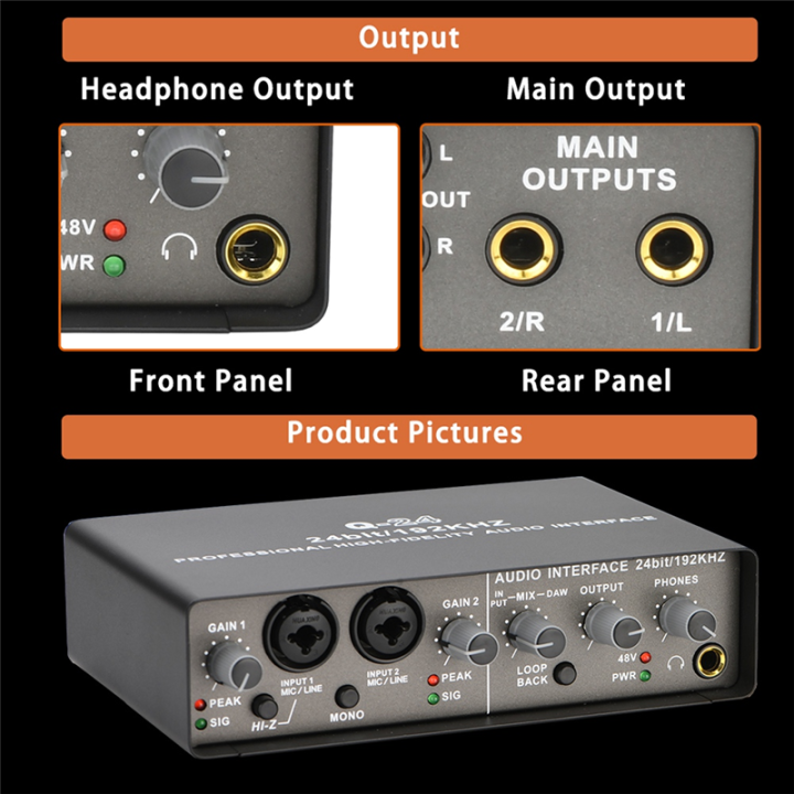 Professional%2024Bit%20192KHz%20Audio%20Interface%202%20Input%20Sound%20Card%20for%20Electric%20Loopback%20External%20Studio%20PC%20Recording%20Easy%20Install%20-%20Image%204