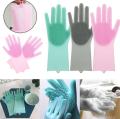 Magic Silicone Dishwashing Gloves Kitchen Tool for Cleaning, Dish Washing, Washing The Car, Pet Hair Care - 1 Pair. 