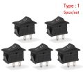 5Pcs Black SPST On/Off Rocker Switch Push Button Switches KCD1 Power Buttons 15x21mm. 