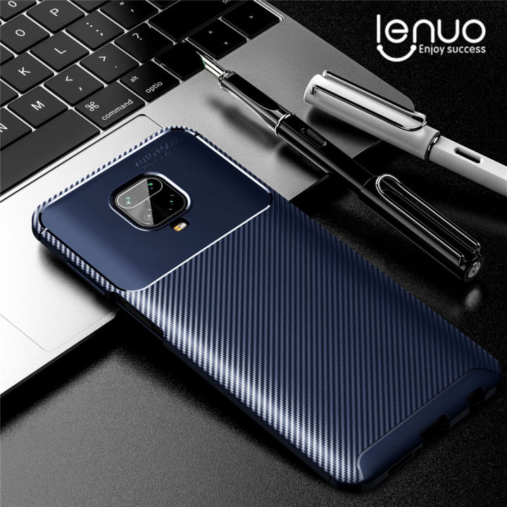 Lenuo for Xiaomi Redmi Note 9s / Redmi Note 9 Pro Max Case Silicone Matte Carbon Fiber Back Cover