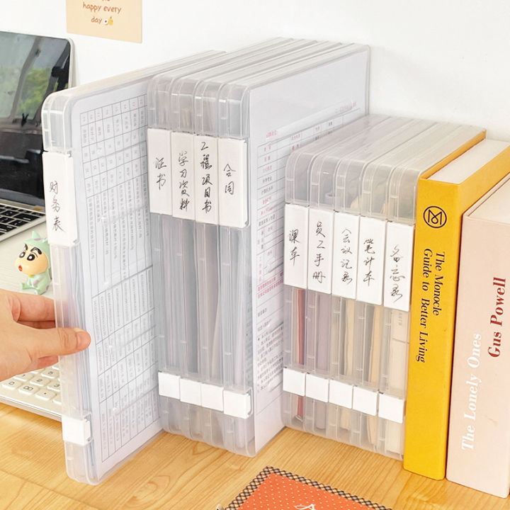 Fillen Box A4 Transparent Storage Box Clear Plastic Document Paper Filling Case ...