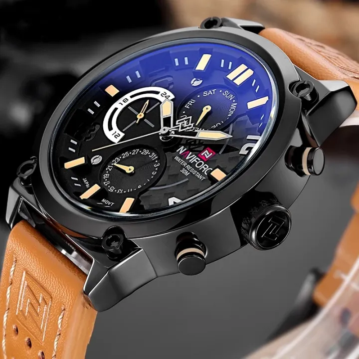 NAVIFORCE%20%20Nf9068%20Chronograph%20Date/Day%20Genuine%20Leather%20Strap%20Edition%20Quartz%20Sport%20Watch%20Relogio%20Masculino%20For%20Men%20-%20Image%204