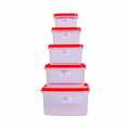 Bagmati Set Of 5 Square Plastic Container | Multipurpose Transparent Plastic Container With Air Tight Lid - 5 Pcs. 