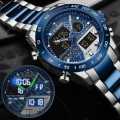 NAVIFORCE NF9171 Dual Movement Digital Analog Function Quartz Watch - Blue | Fashion Stainless Steel Watch For Men. 