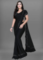 Solid Plain Bollywood Silk Blend Saree For Women. 