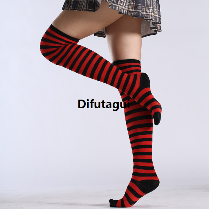 Difutagui%202021%20New%20Socks%20Long%20Tube%20Ladies%20Japanese%20Blue%20and%20White%20Striped%202025%20Over-knee%20Socks%20Thigh%20Socks%20Thigh%20High%20Stockings%20Knee%20High%20-%20Image%207