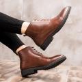 Atozfoothouse Remember Brown Brogue Derby Casual Leather Half Boots For Men(Yk-412). 