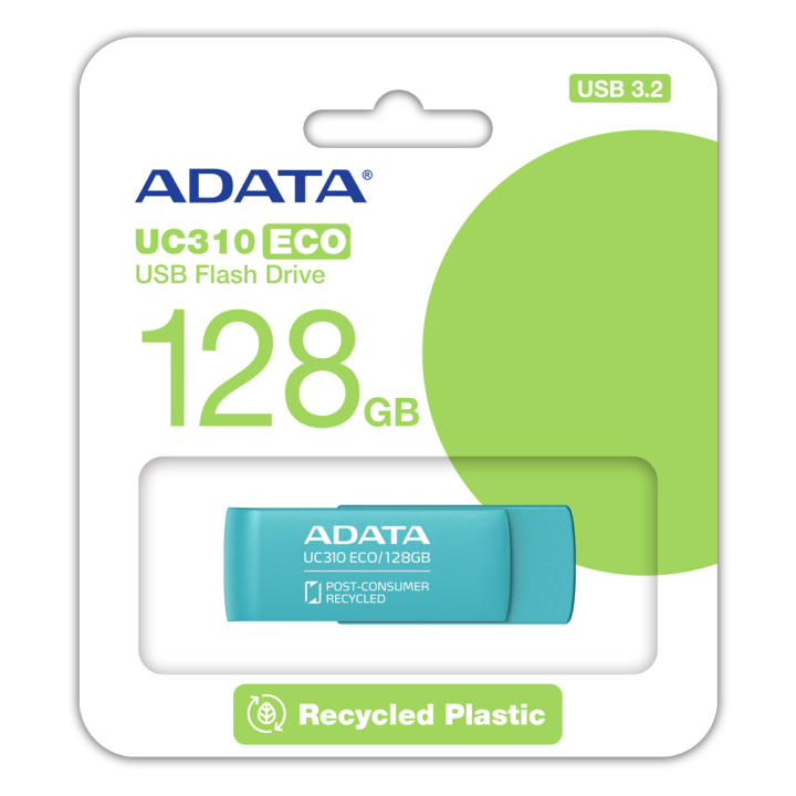 ADATA UC310 ECO Pen drive (128GB | USB 3.2 | Read up to 100MB/s | Capless Swivel Design)