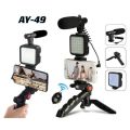 Video Making Vlog Tripod Kit AY-49 Video Making Vlog Tripod Kit With Microphone and And Light For Live Broadcast TikTok. 