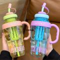 Linman Outdoor Cute Plastic Water Bottle Portable Leakproof Sports Water CupFifty percent discount with Straw with Handle Car Mounted Drinking Tumbler School Boys Girl. 