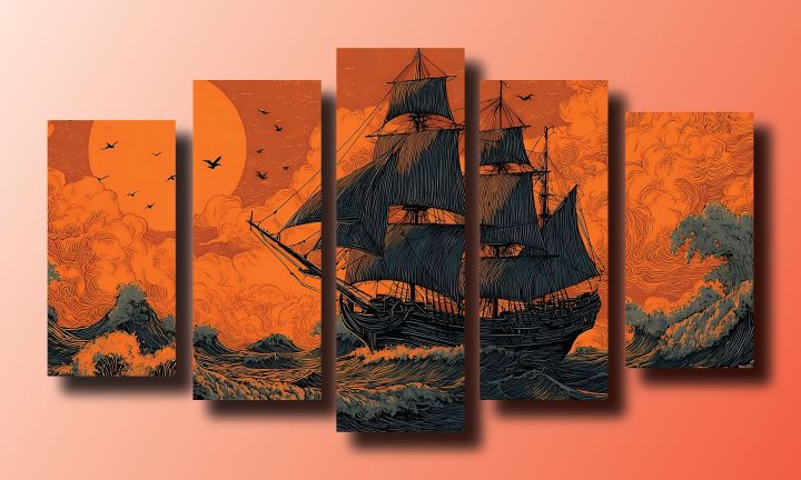 Pirate%20Ship%20Canvas%20Wall%20Art%20Wall%20Art%20Poster%20Print-%205%20pcs%20-%20Image%203