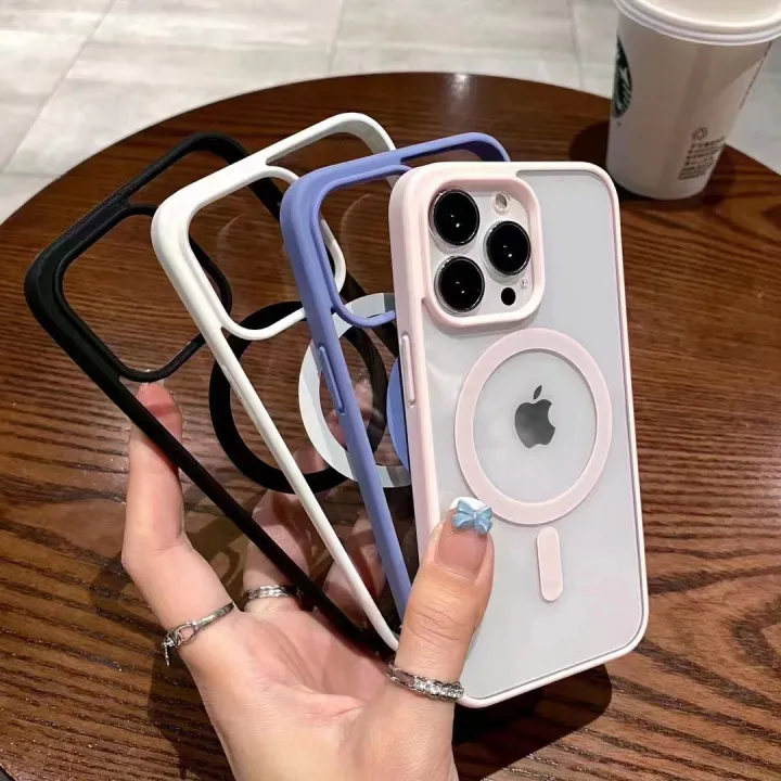 iPhone%2012%20Pro%20Max%20Transparent%20Magsafe%20Magnetic%20Wireless%20Charging%20Case-%20Black,%20Navy%20Blue,%20White%20-%20Image%202