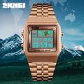 SKMEI 1338 Men's Stainless Steel Countdown Time Zone Waterproof LED Electronic Digital Watch. 
