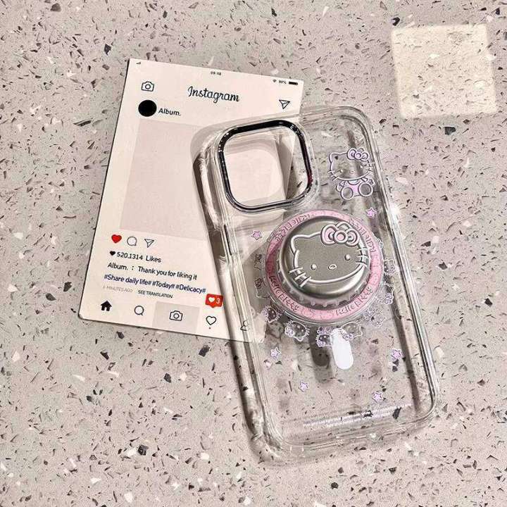 Transparent%20KT%20Cat%20Magnetic%20Bottle%20Cap%20Holder%20Compatible%20with%20Phone%20Case%20New%20Cover%20iPhone%20Max%20Shockproof%2016%20Pro%20Silicone%2015%20Full%20Coverage%20Apple%2013%20Female%2014%20-%20Image%203