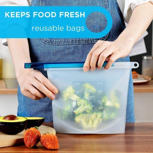 Reusable Silicone Food Storage Bag Containers, Airtight Seal