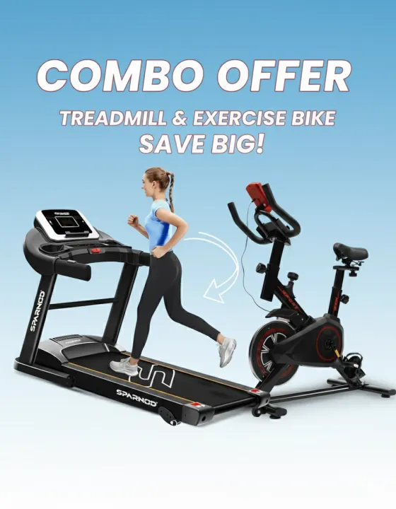 Sparnod Fitness Combo – Treadmill STH-1200 + Spinning-Q7 Car Exercise ...