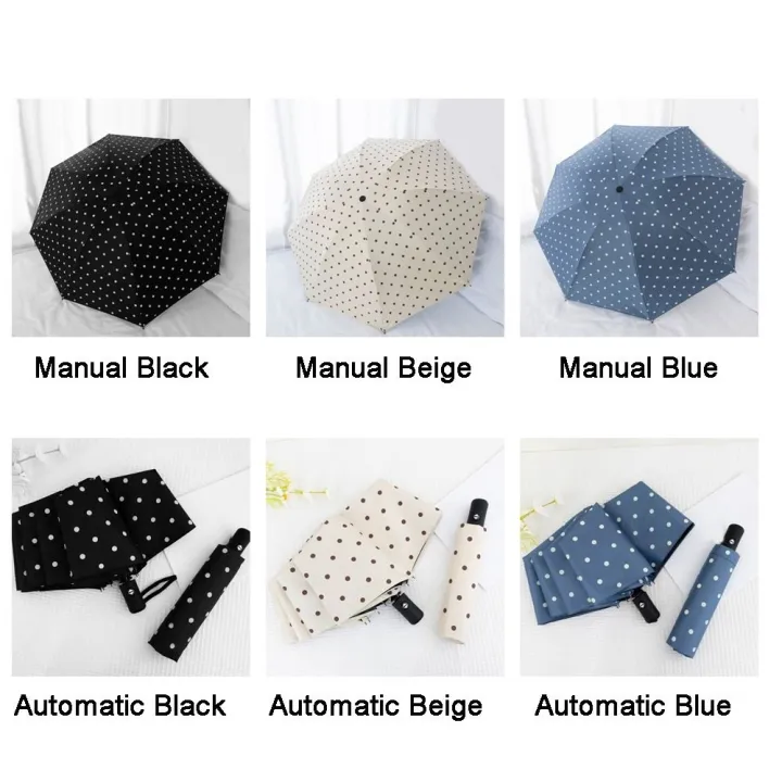 Portable%20Automatic/Manual%20Polka%20Dot%20Umbrella%20Black%20Coated%20UV%20Protection%20Dual%20Use%20Umbrella%20Folding%20Lightweight%20Rain%20Umbrella%20Summer%20-%20Image%203