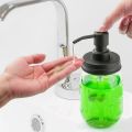 NAMUNY 4 Pack Jar Soap Dispenser Lids with Pumps,Lotion Soap Dispenser Lids for 16Oz Regular Mouth Jar Decor,Black. 