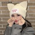 DISICHEN Portable 2023 new Long Ear Hat Skullies Beanie Cute Bunny Hat Rabbit Ears Hats Crochet Knitted Hat For Women Winter Warm Hats Caps. 