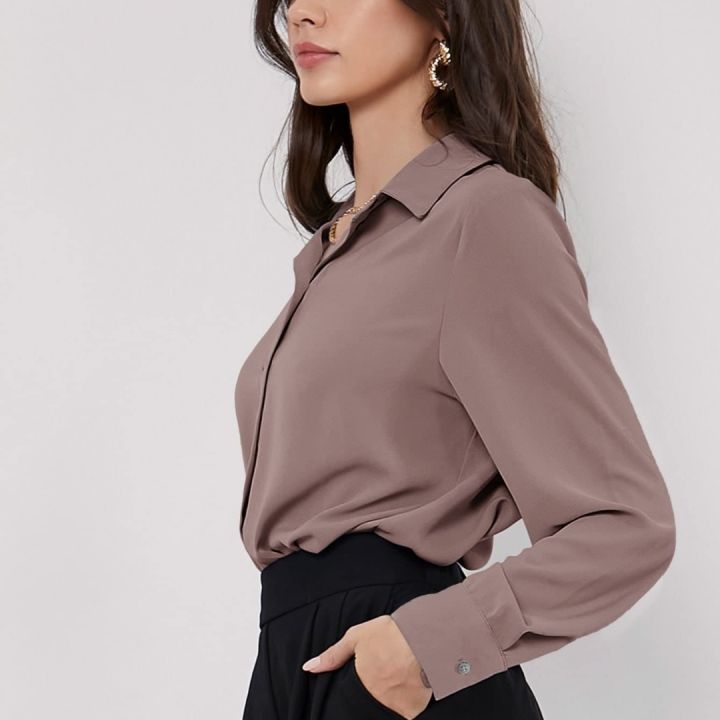 Light%20Brown%20Women's%20Formal%20Shirt%20Fashion%20Top%20for%20Office%20Business%20Casual%20Occasions%20-%20Image%203