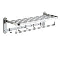 Stainless Steel Double Tier Towel Rack with Clothe Hooks 24 Inch. 