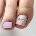 Short Pink Press on Toenails with French White Edge Flower Designs Toe Nails Sets for Women Girls DIY Manicure Nail Art. 