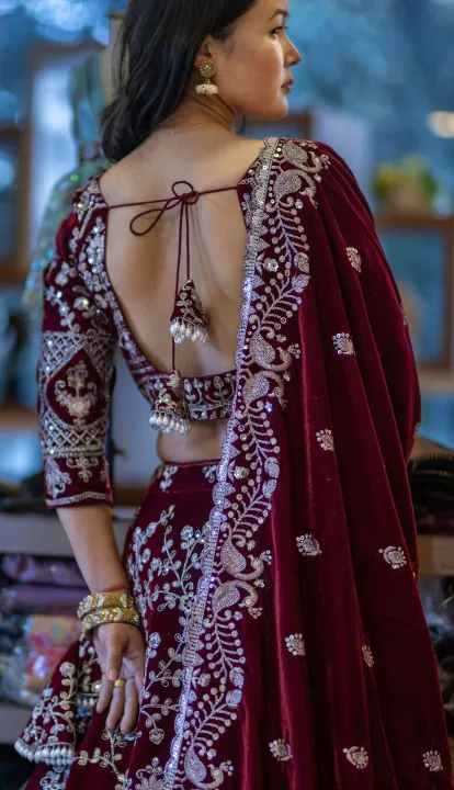 Bridal%20Lehenga%20Choli%20-%20Velvet%20Silver%20Thread%20And%20Siquence%20Embroidery%20Design%20-For%20Women%20-%20Image%205