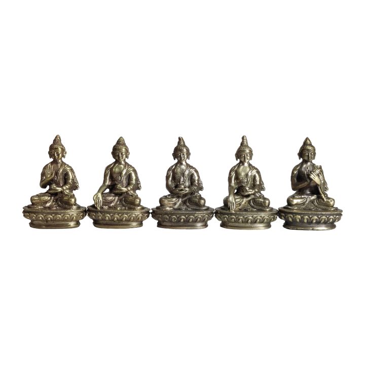 Buddha Statue 2" (Set of Five) | Golden Bronze Color | Brass Lord ...