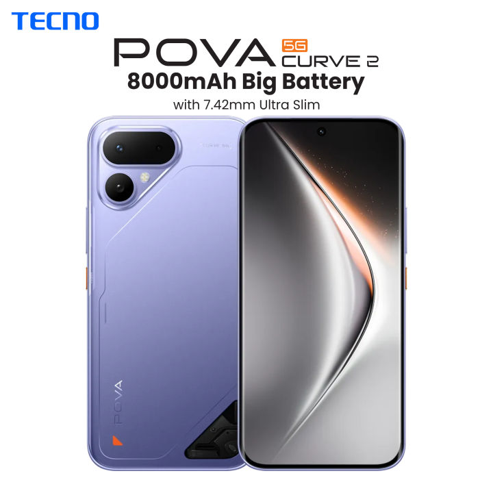 Tecno POVA Curve 2 5G (8/256GB) | 6.78" 144Hz Curved AMOLED Display | World's Slimmest Smartphone | 8000mAh Battery | Pre-book Now | Delivery starts 26th April