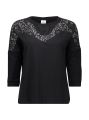 PIAZZAITALIA Nero Black Lace Sweatshirt For Women - 25072. 