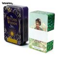 Wenefang Sutuiying 10.3*6cm The Witches’ Wisdom Tarot Deck In A Tin Box with Green High Quality Luxury Gilded Edges 78 Pcs Tarot Cards with Guidebook for Beginners. 