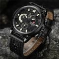 NAVIFORCE Nf9068 Chronograph Watch With Leather Strap For Men - Balck/White. 