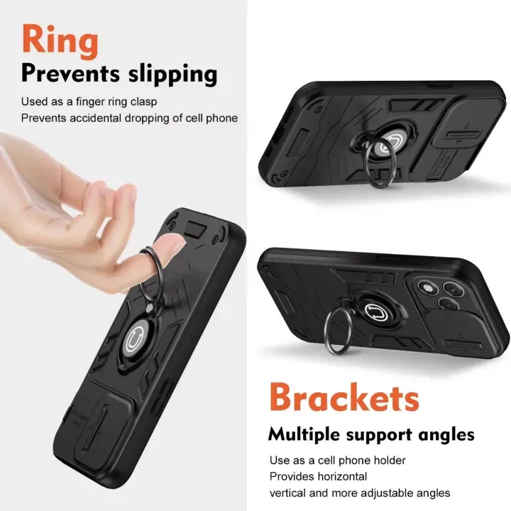 Honor%20400%20Lite%20Sliding%20Camera%20Armor%20Cover%20Design%20TPU+PC%20Phone%20Case%20(Black)%20-%20Image%203
