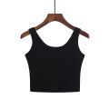 Citadel Black Ribbed Crop Cami Top For Women. 