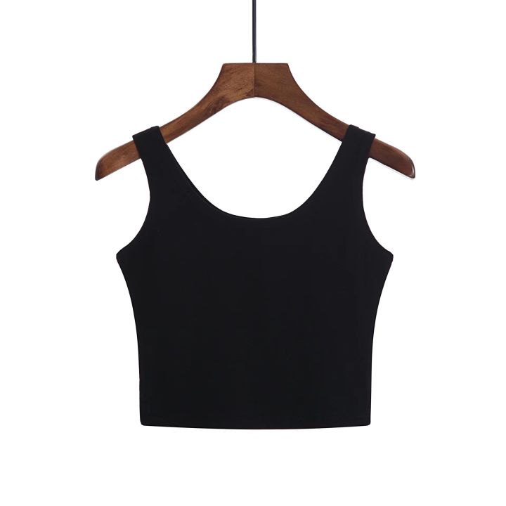 Citadel Black Ribbed Crop Cami Top For Women