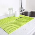 Drain Rack Silicone Dish Drainer Tray Large Sink Drying Rack Worktop Organizer Drying Rack for Dishes Tableware Green. 
