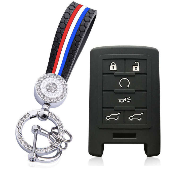 For%20Cadillac%20Escalade%20ATS%20SRX%20XTS%20XT5%20XT4%20Remote%20Keyless%206%20Button%20Silicone%20Key%20Fob%20Cover%20Case%20Protect%20Sleeve%20Hood%20Skin%20Set%20Bag%20-%20Image%202