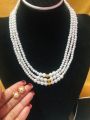 Three Layer Moti Mala Pearl Necklace Set For Women. 
