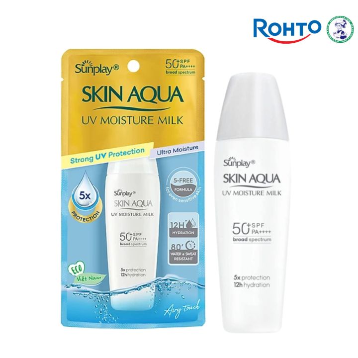 Rohto Mentholatum Sunplay Skin Aqua UV Moisture Milk 30g For Dry Skin with SPF 50+ PA++++ ((Long - Lasting UV Protection & Ultra Protection)