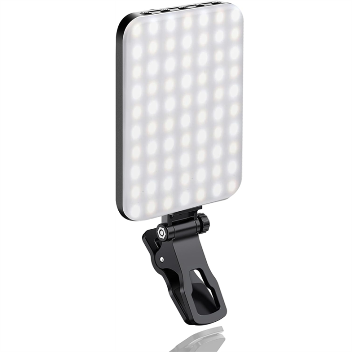 7 Mode 60 LED Selfie Fill Light, 2200mAh Rechargeable Cell for Phone Light, Portable Clip-on Design for Phone/Tablet/Laptop