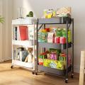 3 Layer Storage Organizer Rack, Slim Side Space Saver with Wheel, Storage Trolley for Kitchen, Bathroom, Bedroom,Clinic, Office. 