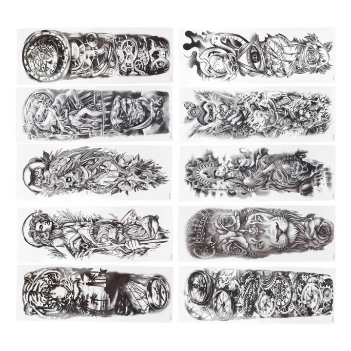 10pcs%20Full%20Sleeve%20Temporary%20Tattoos%20Waterproof%20Long%20Lasting%20Fake%20Tattoo%20Stickers%20Set%20-%20Image%204