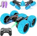 Remote Control Car Double Sided 2.4GHz Fast RC Stunt Car, 360°Rotating 4WD RC Cars with Bright Lights, Outdoor Rechargeable Electric Car, Fun Toy Cars Gifts for Boys Kids and Adults（Blue）. 