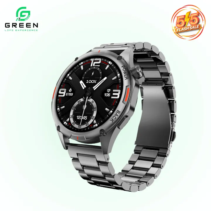 Green%20Orbit%20Pro%20Luxury%20Smart%20Watch%20%7C%201.43"%20AMOLED%20Display%20%7C%20Metallic%20Body%20With%20Stainless%20Steel%20&%20Leather%20Strap%20%7C%203D%20Watch%20Faces%20%20%7C%20BT%20Calling%20%7C%20IP68%20Water%20Resistance%20%7C%20178%20Sports%20Modes%20%7C%20BT%20V5.2%20%7C%20270mAh%20Battery%20%7C%2020%20Days%20Standby%20%7C%20AOD%20%7C%201%20Year%20Warranty%20-%20Image%202